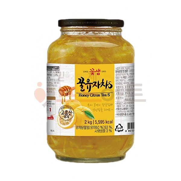꽃샘 꿀유자차S 2kg/유자/액상차/꿀차/유자청
